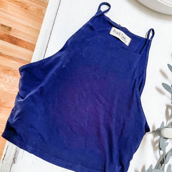 Navy blue crop tank. - Picture 1 of 5